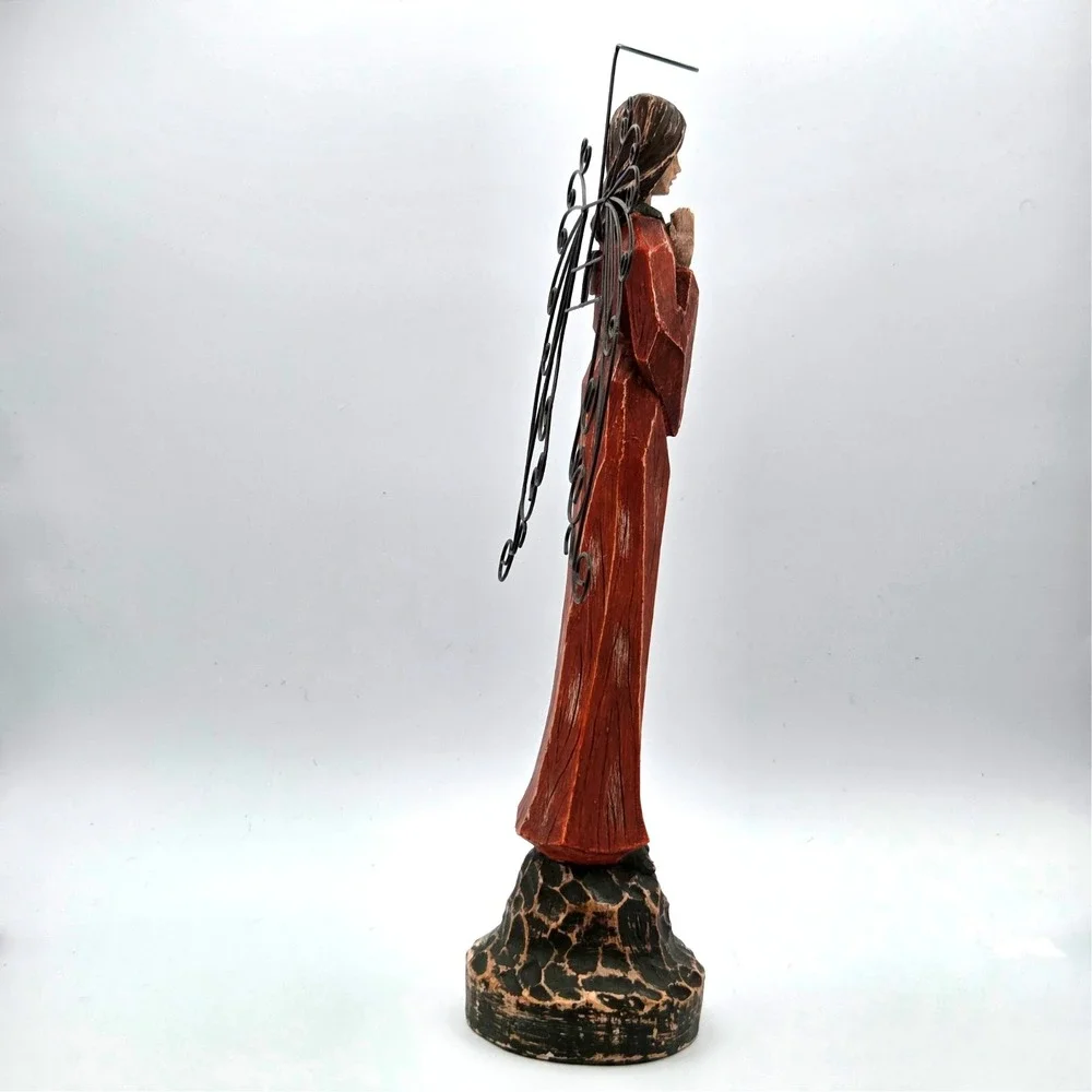 Southern Living At Home Santos Praying Angel Carved Wood Metal Wings Distressed